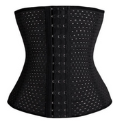 Women Hollow Tibial Belt Body-sculpting Hollow-out Round-hole Breathable Rubber Corset Post-natal Tummy Tucking Exercise Belt - Color: Black, Size: XS