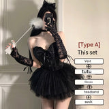 Color: A Black Split 5 Set, Size: XL - Uniform Cosplay Plus Size Night Show Halloween Queen Dress