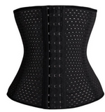 Women Hollow Tibial Belt Body-sculpting Hollow-out Round-hole Breathable Rubber Corset Post-natal Tummy Tucking Exercise Belt - Color: Black, Size: XS