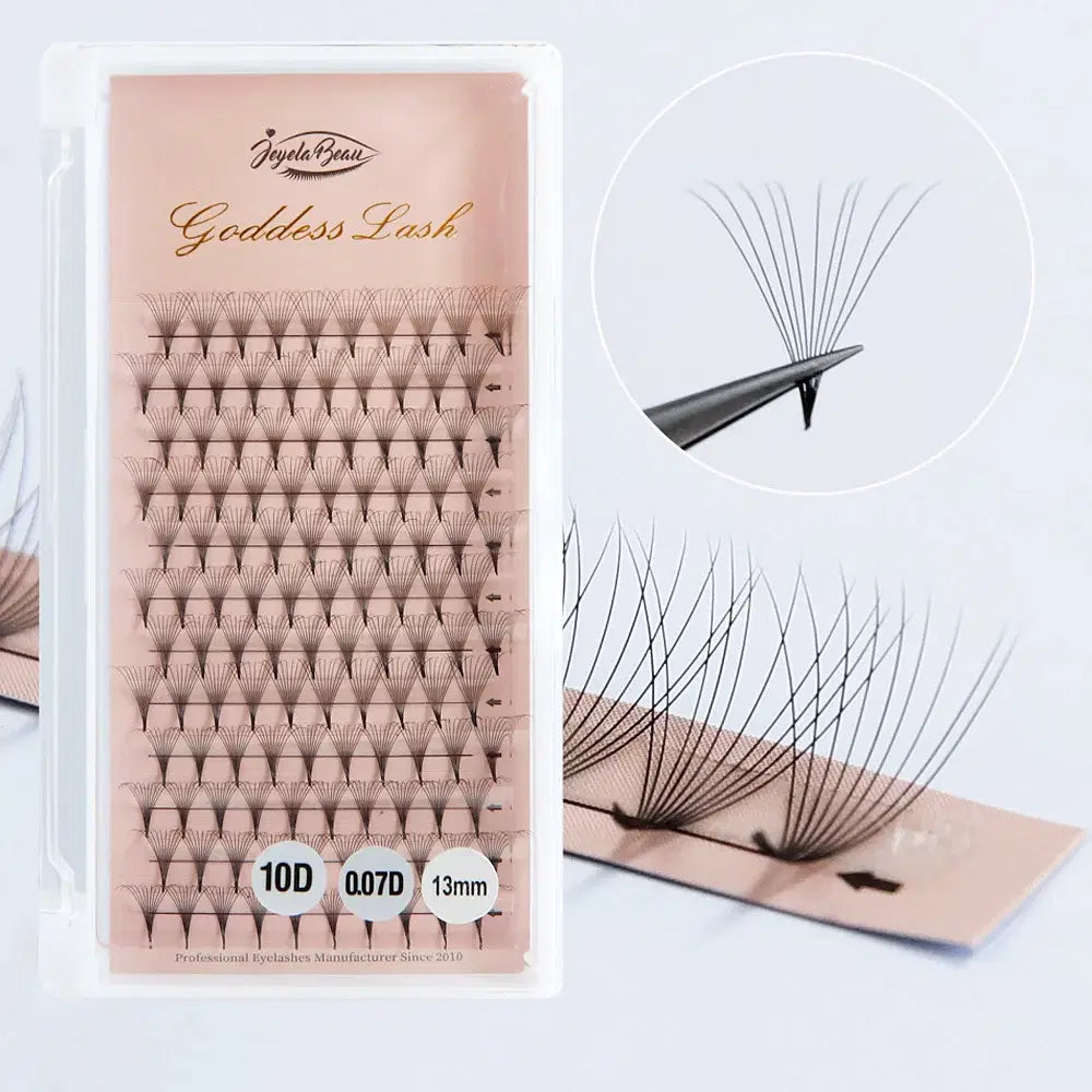 Color: DEEP BLUE, Curl: D, Thickness: 0.05mm, Length: 9mm - Goddess Premade Volume Fans 5D 6D 10D 12D 16D 20D MIX Individual Lashes  Pre Made Russian Volume Fan Eyelash Extension Faux Mink