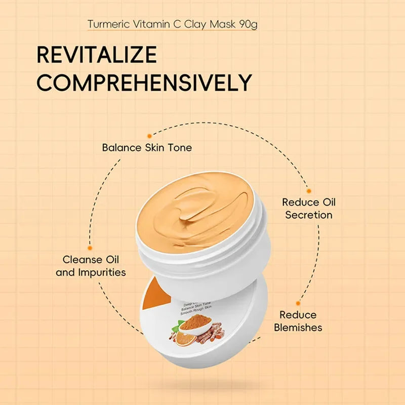 Curcuma Visage Vitamin C Turmeric Mud Mask Cleansing Pore Eliminate Pimples Exfoliating Shrink Pores Beauty Health Face Care