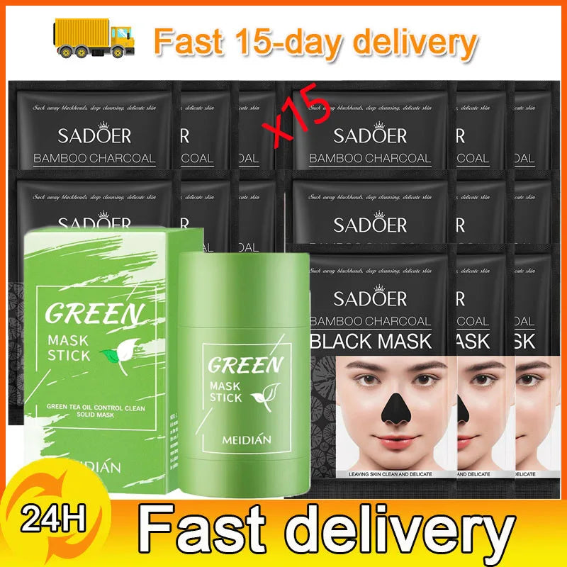 Face Clean Mask Green Tea Cleansing Stick Mask Men'S Blackheads Remove Pimples Shrink And Tear Nasal Strips facial Acne MasK