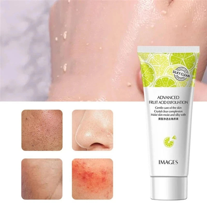 Face Exfoliating Gel Fruit Acid Facial Exfoliator Scrub Cleanses Whitening Acne Blackhead Treatment Shrink Pores Skin Care 80g