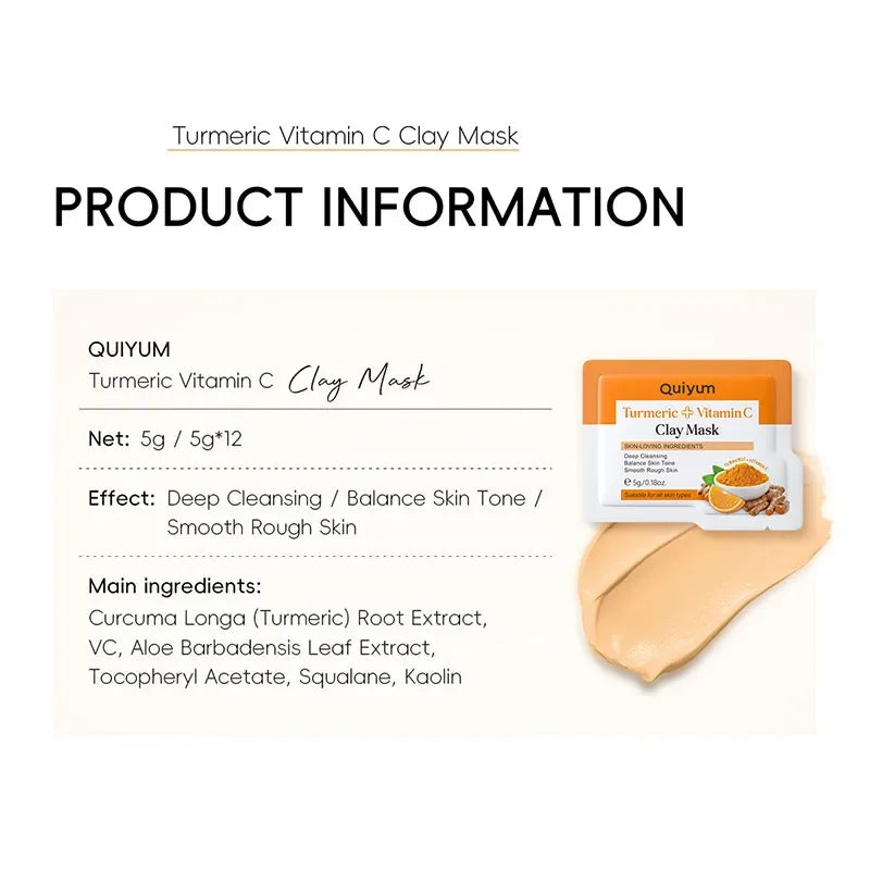 Curcuma Visage Vitamin C Turmeric Mud Mask Cleansing Pore Eliminate Pimples Exfoliating Shrink Pores Beauty Health Face Care
