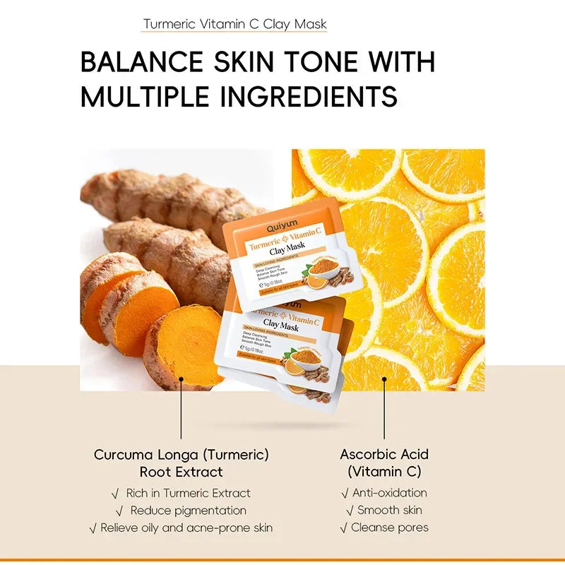 Curcuma Visage Vitamin C Turmeric Mud Mask Cleansing Pore Eliminate Pimples Exfoliating Shrink Pores Beauty Health Face Care