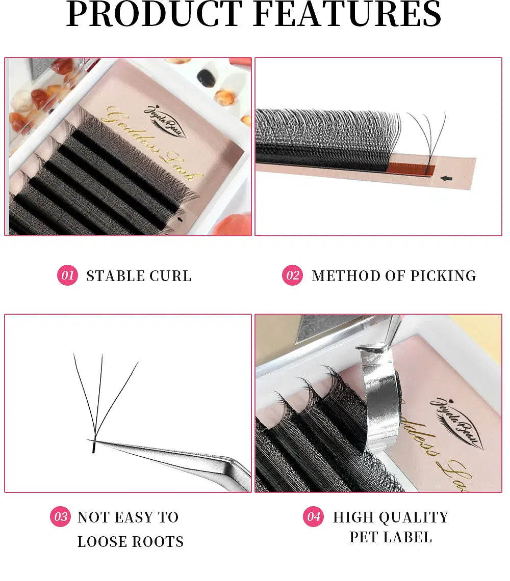 Color: Black & Silver, Curl: C, Thickness: 0.07mm, Length: 14mm, Ships From: CHINA - Goddess 3D/4D/5D/6D/7D/8D W Shape lashes 4D Premade Fan Lash Extensions 0.07 C/D Curl Natural Soft High Quality Idividual Lashes