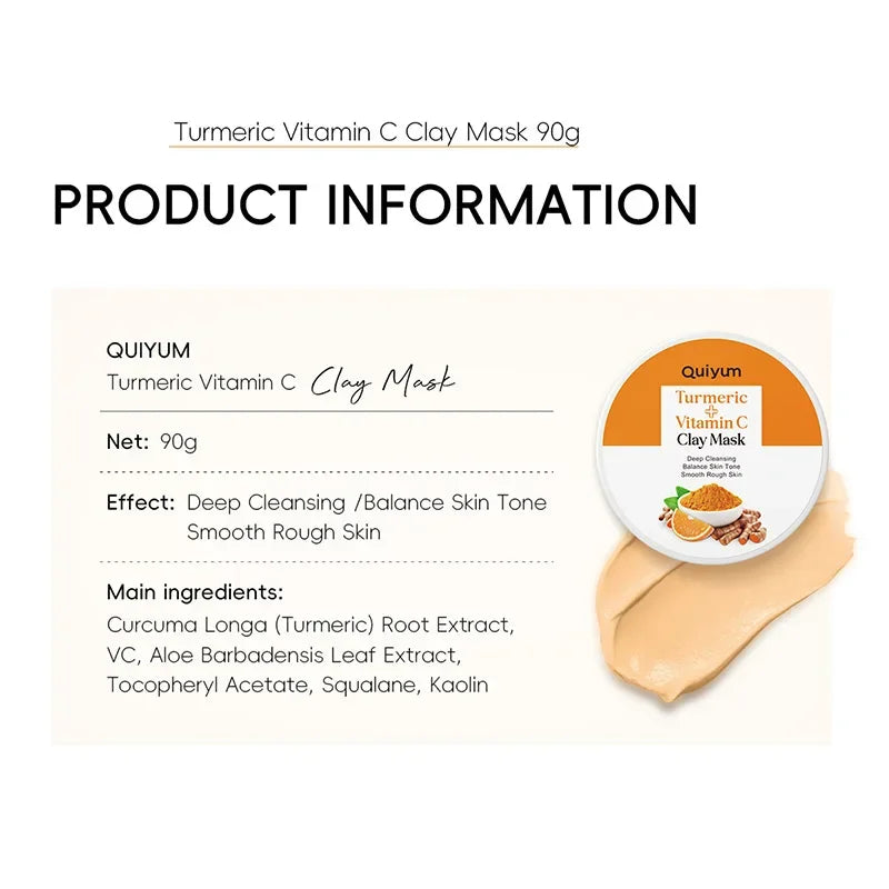 Curcuma Visage Vitamin C Turmeric Mud Mask Cleansing Pore Eliminate Pimples Exfoliating Shrink Pores Beauty Health Face Care
