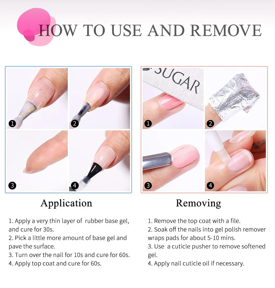 UR SUGAR 7ml Nude Crystal Rubber Base Gel Natural Color Semi Permanent Soak off UV LED Gel Nail Art Varnish