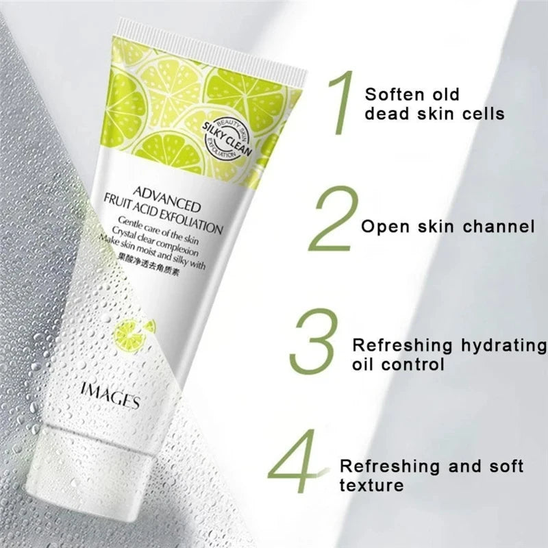 Face Exfoliating Gel Fruit Acid Facial Exfoliator Scrub Cleanses Whitening Acne Blackhead Treatment Shrink Pores Skin Care 80g