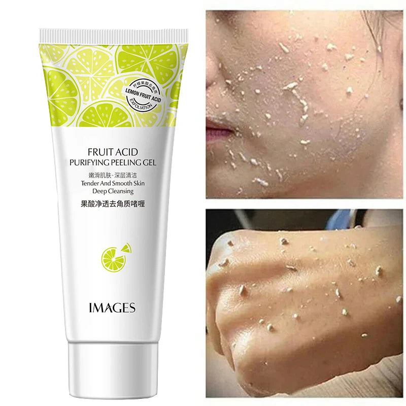 Face Exfoliating Gel Fruit Acid Facial Exfoliator Scrub Cleanses Whitening Acne Blackhead Treatment Shrink Pores Skin Care 80g