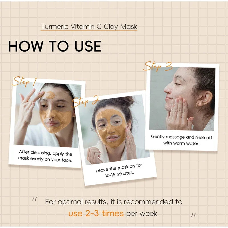 Curcuma Visage Vitamin C Turmeric Mud Mask Cleansing Pore Eliminate Pimples Exfoliating Shrink Pores Beauty Health Face Care