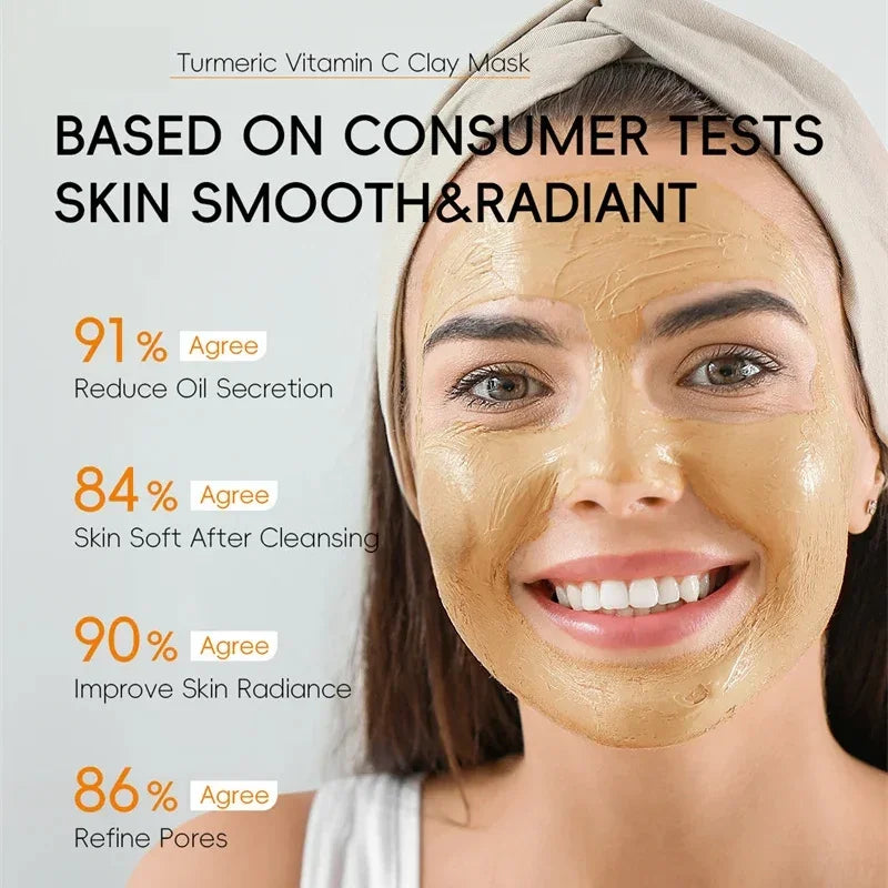 Curcuma Visage Vitamin C Turmeric Mud Mask Cleansing Pore Eliminate Pimples Exfoliating Shrink Pores Beauty Health Face Care