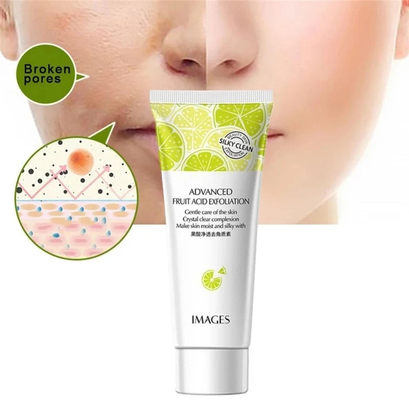 Face Exfoliating Gel Fruit Acid Facial Exfoliator Scrub Cleanses Whitening Acne Blackhead Treatment Shrink Pores Skin Care 80g