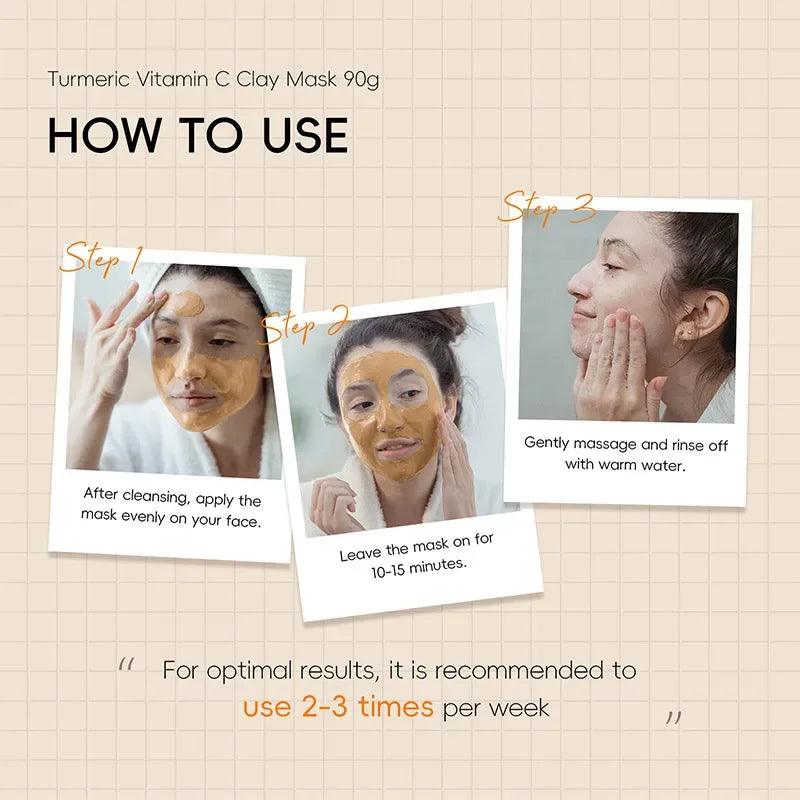 Curcuma Visage Vitamin C Turmeric Mud Mask Cleansing Pore Eliminate Pimples Exfoliating Shrink Pores Beauty Health Face Care