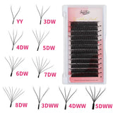 Color: Rose Red, Curl: C, Thickness: 0.07mm, Length: 10mm, Ships From: CHINA - Goddess 3D/4D/5D/6D/7D/8D W Shape lashes 4D Premade Fan Lash Extensions 0.07 C/D Curl Natural Soft High Quality Idividual Lashes
