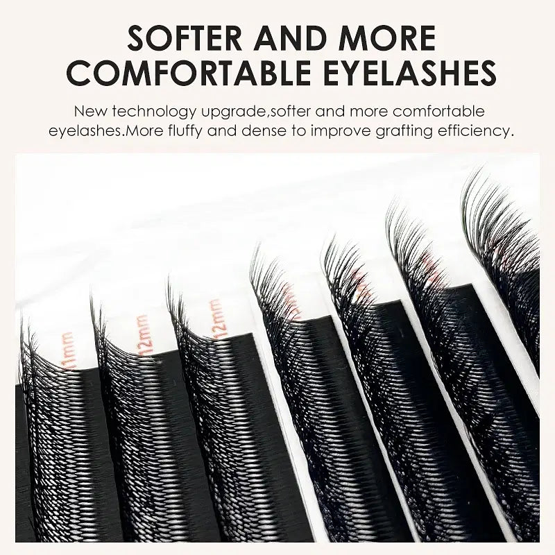 Color: Brushed Slate, Curl: LU, Thickness: 0.07mm, Length: 16mm - NATUHANA 3D 4D WW  Shaped Eyelash extensions 0.07mm C D L LU Curl Premade Fans Faux Mink Volume Lashes Korean Make Up Tool