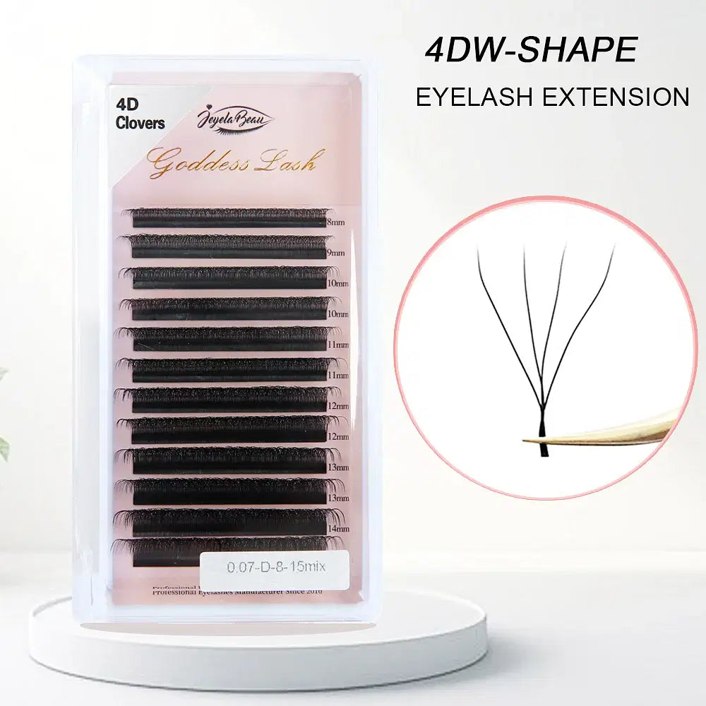 Color: Black & Silver, Curl: C, Thickness: 0.07mm, Length: 14mm, Ships From: CHINA - Goddess 3D/4D/5D/6D/7D/8D W Shape lashes 4D Premade Fan Lash Extensions 0.07 C/D Curl Natural Soft High Quality Idividual Lashes