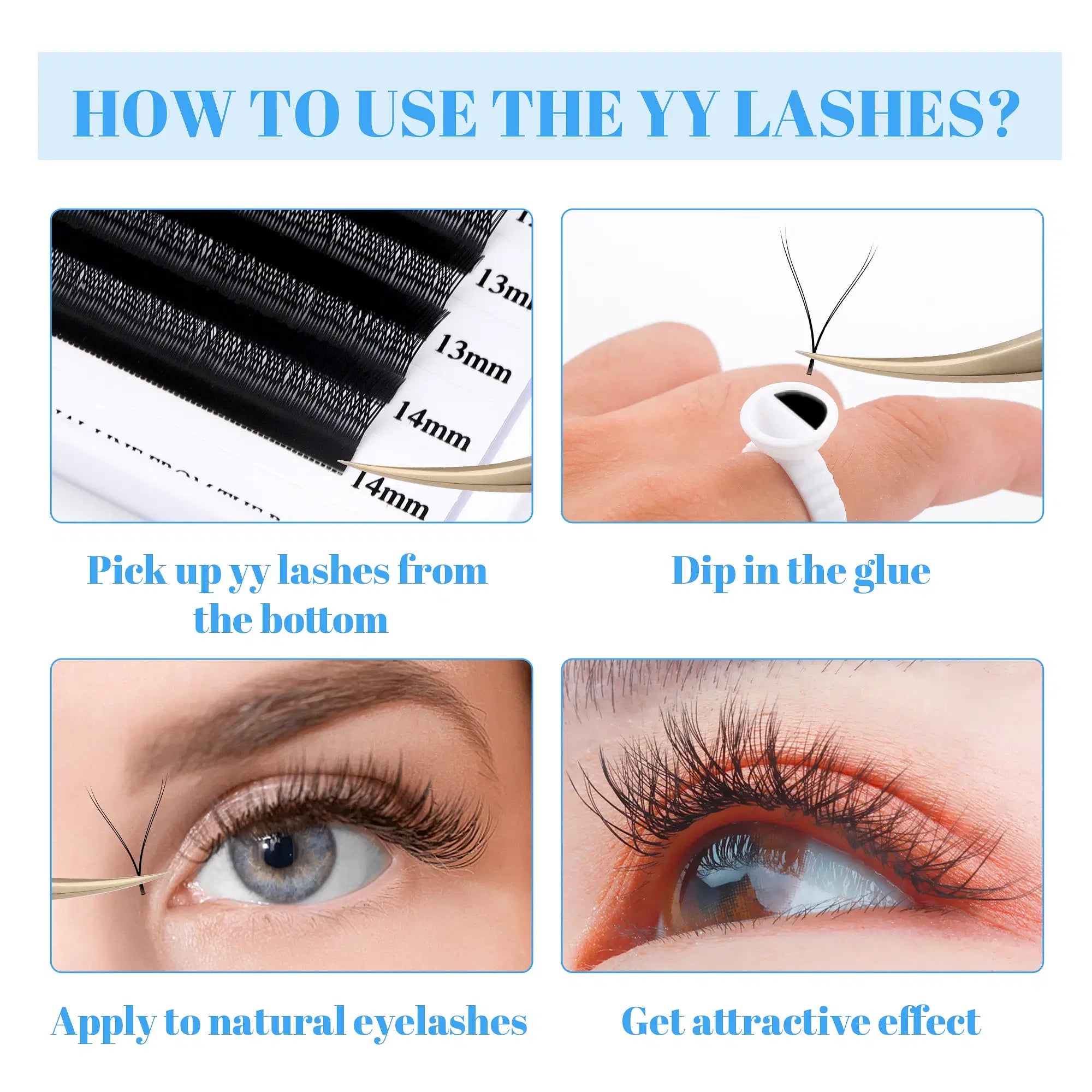 Color: Dark Brown, Curl: D, Thickness: 0.07mm, Length: 9mm, Ships From: CHINA - Gemerry YY Shaped Eyelash Extension Automatic Flowering W Shape Bloom 3D 4D 5D 6D 8D Premade Fans Eyelash Makeup Volume Lashes