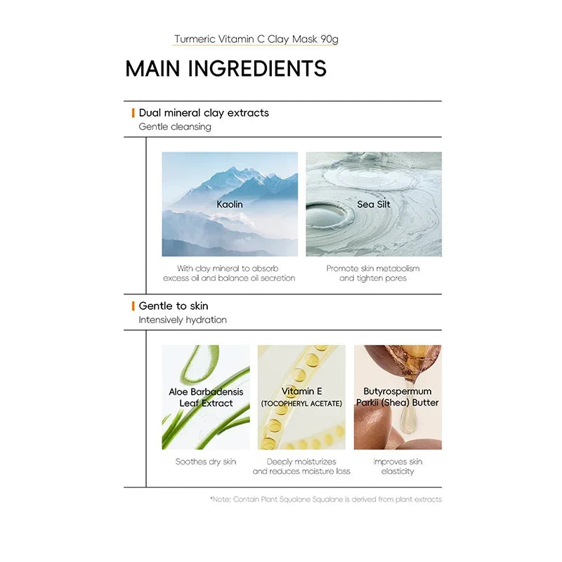 Curcuma Visage Vitamin C Turmeric Mud Mask Cleansing Pore Eliminate Pimples Exfoliating Shrink Pores Beauty Health Face Care