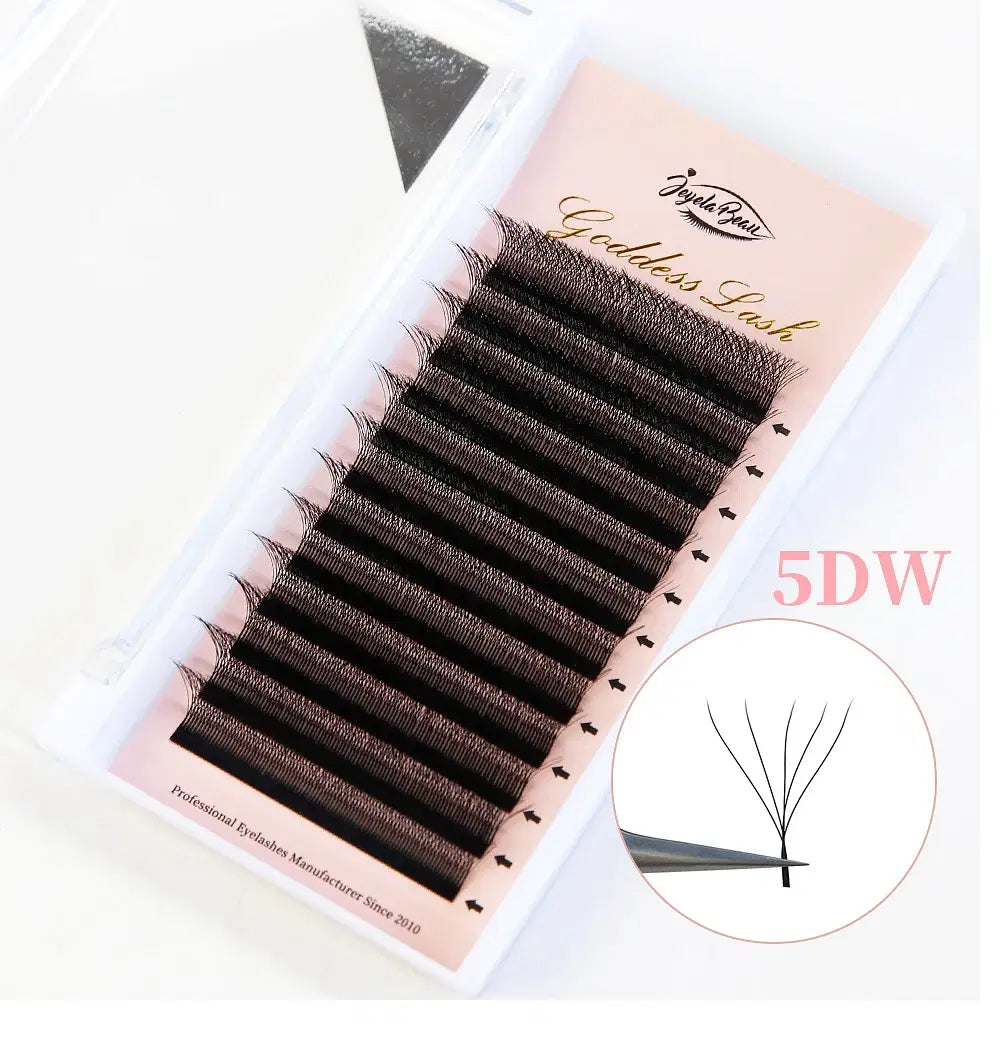 Color: Rose Red, Curl: C, Thickness: 0.07mm, Length: 10mm, Ships From: CHINA - Goddess 3D/4D/5D/6D/7D/8D W Shape lashes 4D Premade Fan Lash Extensions 0.07 C/D Curl Natural Soft High Quality Idividual Lashes
